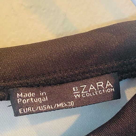 Zara Striped Half Sleeve Peter Pan Collar Boxy Top Black & White Large - Picture 4 of 5